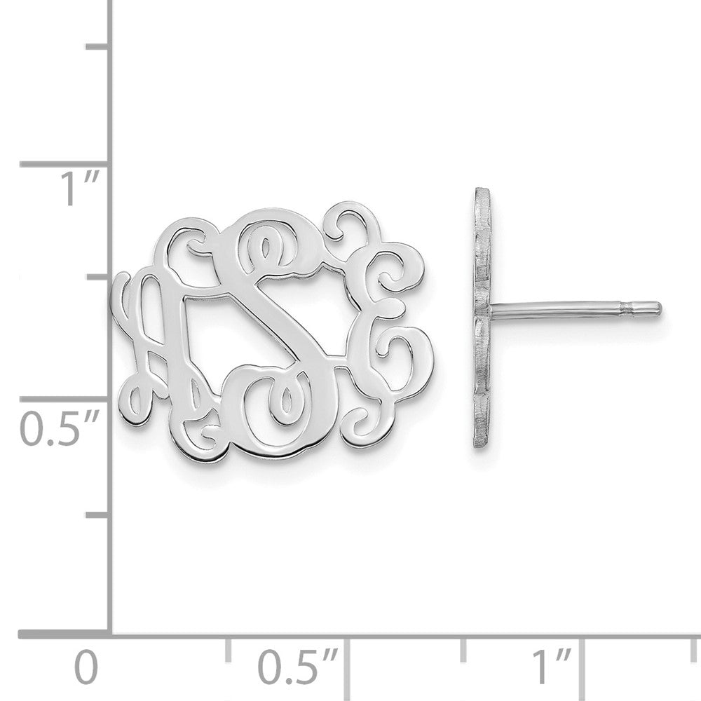 Sterling Silver/Rhodium-plated Monogram Post Earrings