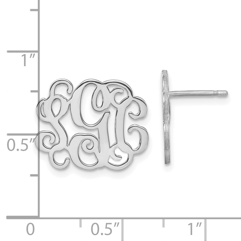 Sterling Silver/Rhodium-plated Monogram Post Earrings