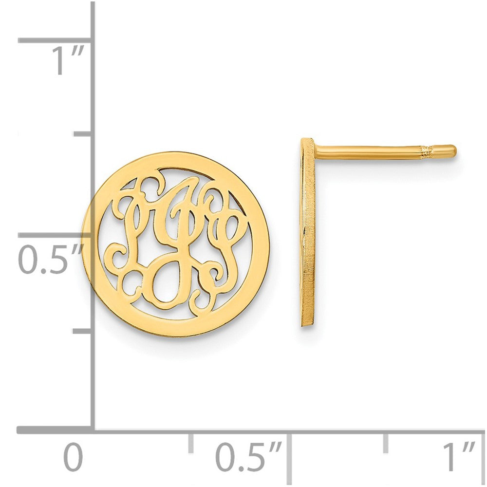 Sterling Silver/Gold-plated Small Round Monogram Post Earrings
