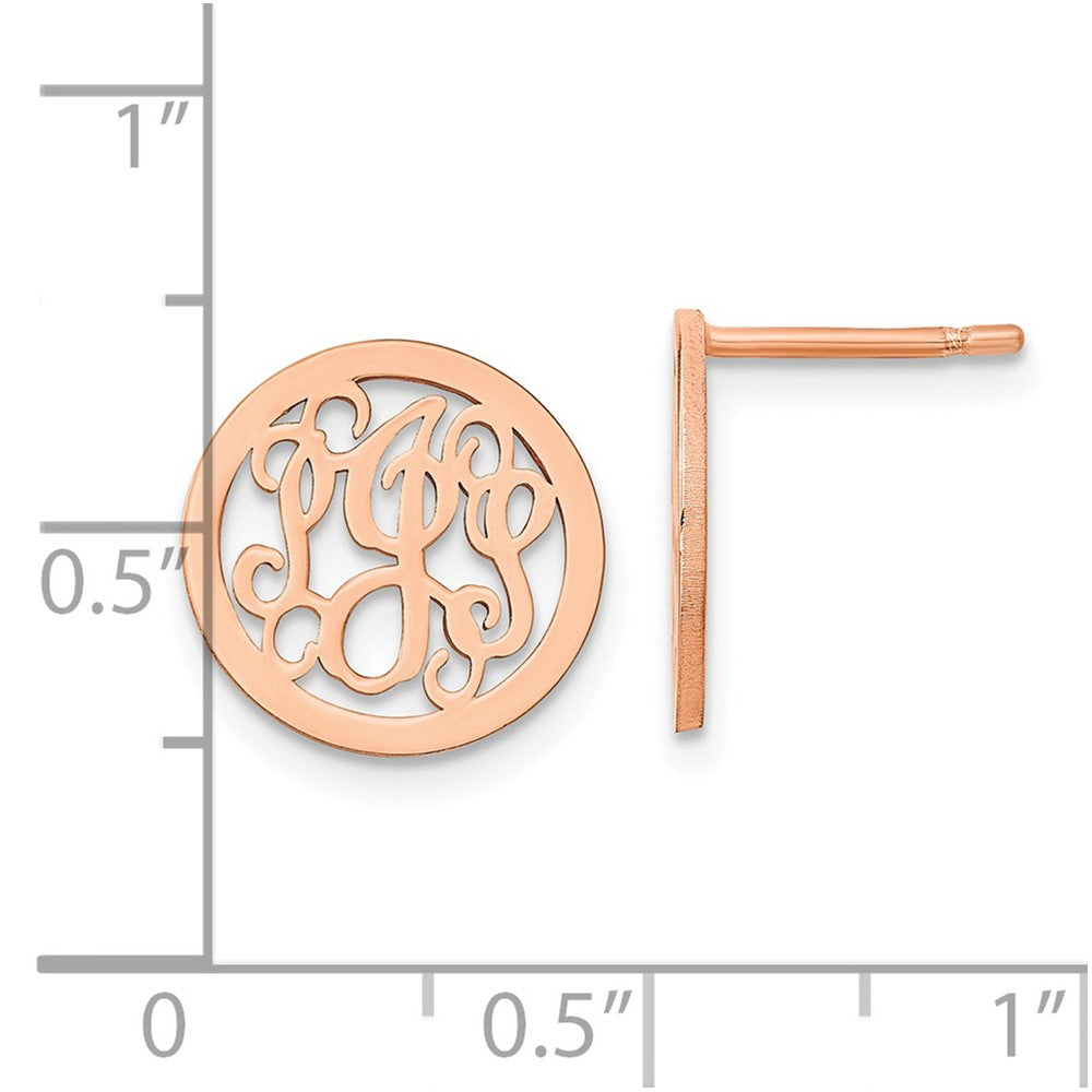 Sterling Silver/Rose-plated Small Round Monogram Post Earrings