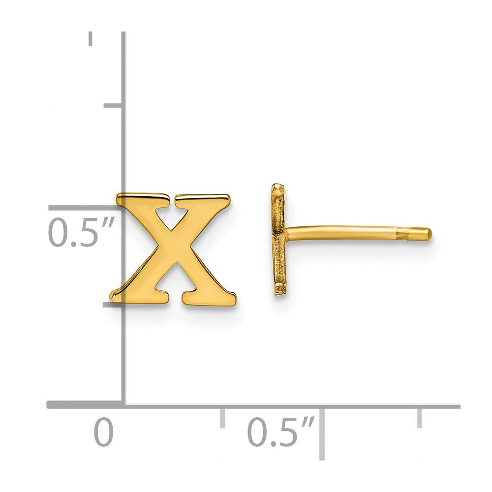 Sterling Silver Gold-plated Letter X Initial Post Earrings