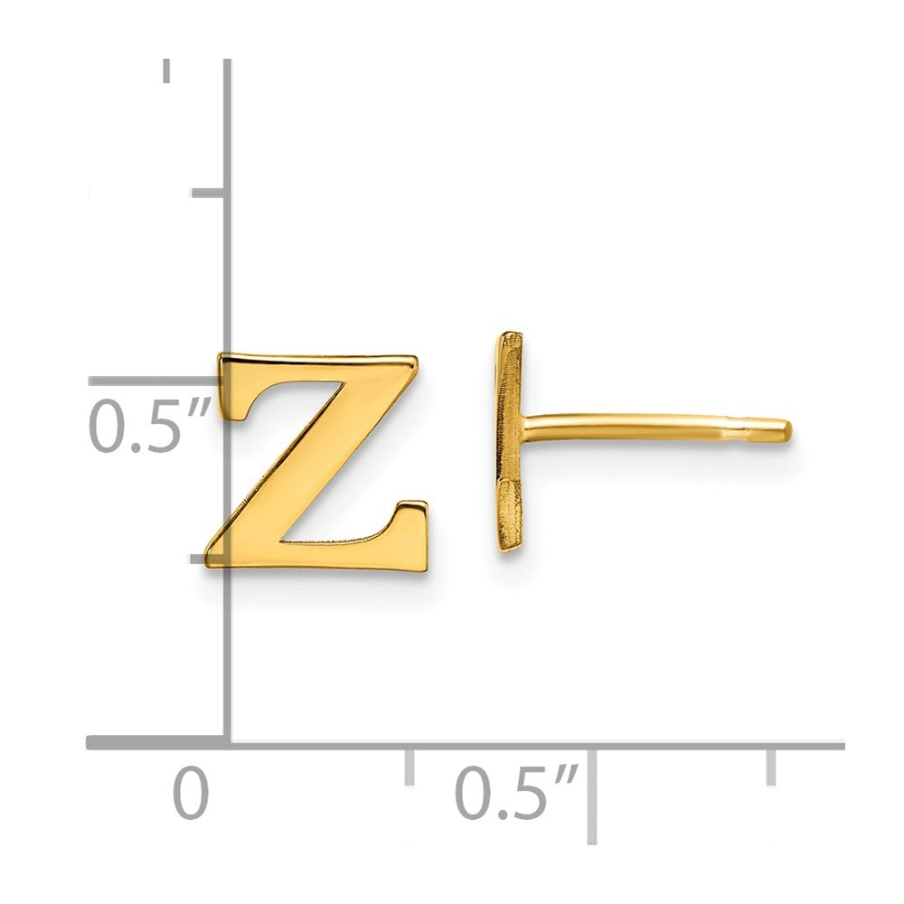 Sterling Silver Gold-plated Letter Z Initial Post Earrings