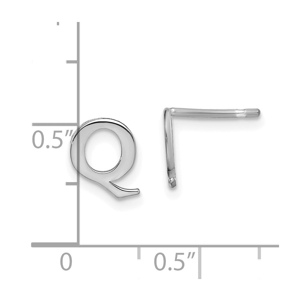 Sterling Silver Rhodium-plated Letter Q Initial Post Earrings
