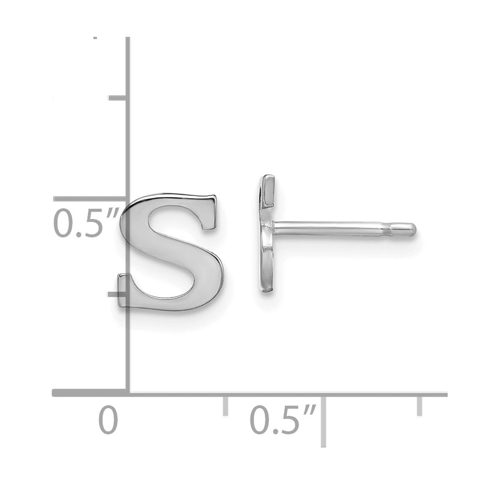 Sterling Silver Rhodium-plated Letter S Initial Post Earrings