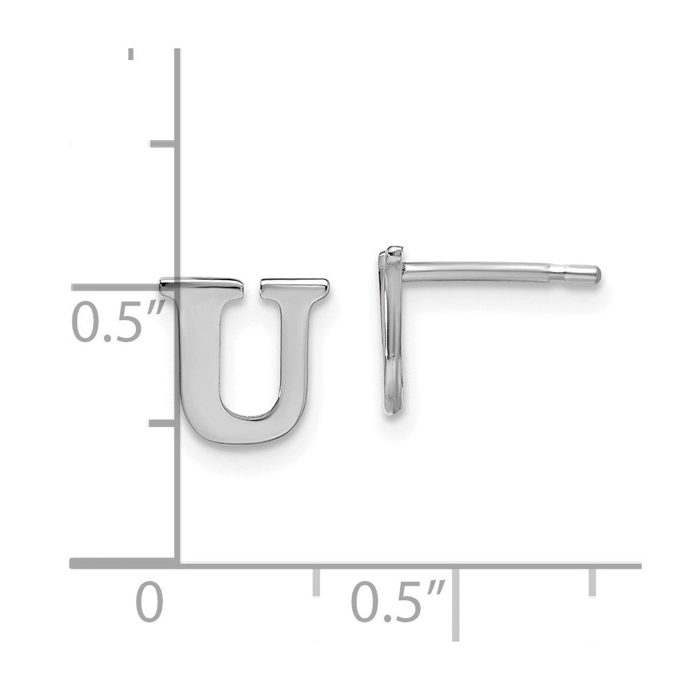 Sterling Silver Rhodium-plated Letter U Initial Post Earrings