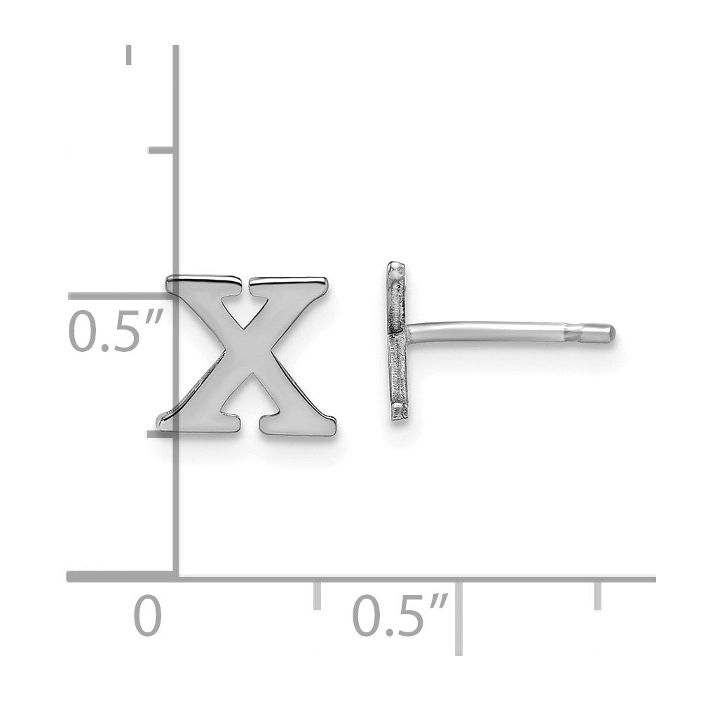 Sterling Silver Rhodium-plated Letter X Initial Post Earrings