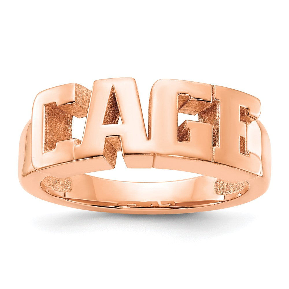 14k Rose Gold Cut-out Name Ring