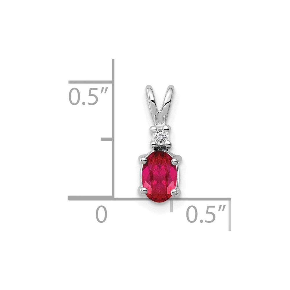 14k White Gold 6x4mm Oval Ruby A Diamond pendant