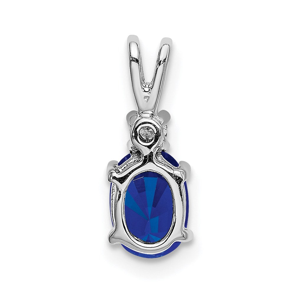 14k White Gold 7x5mm Oval Sapphire VS Diamond pendant