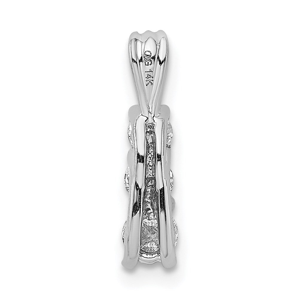 14k White Gold AAA Diamond Small Three Stone Pendant