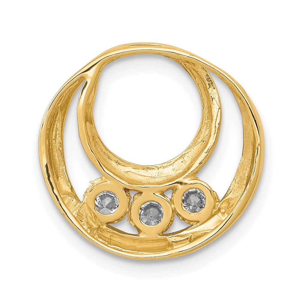 14k 3.2mm A Diamond Three Stone Circles Chain Slide