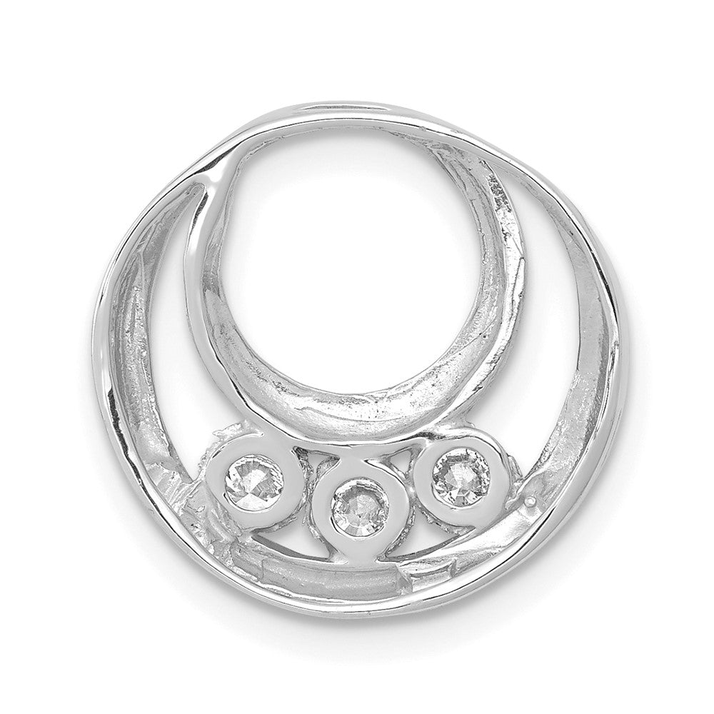 14k White Gold 3.2mm A Diamond Three Stone Circles Chain Slide