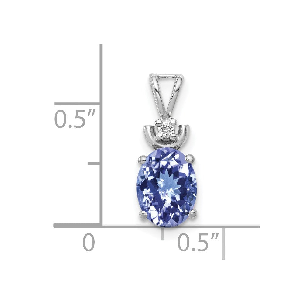14k White Gold 8x6mm Oval Tanzanite VS Diamond Pendant