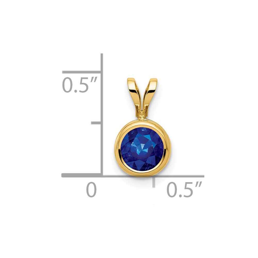 14k 6mm Sapphire bezel pendant