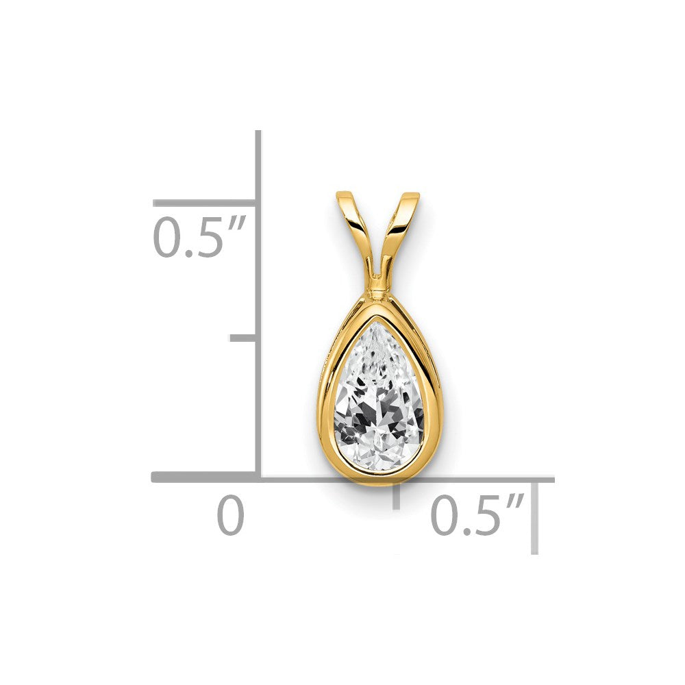 14k 8x5mm Pear Cubic Zirconia bezel pendant