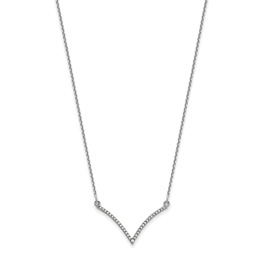14k White Gold Diamond V Necklace