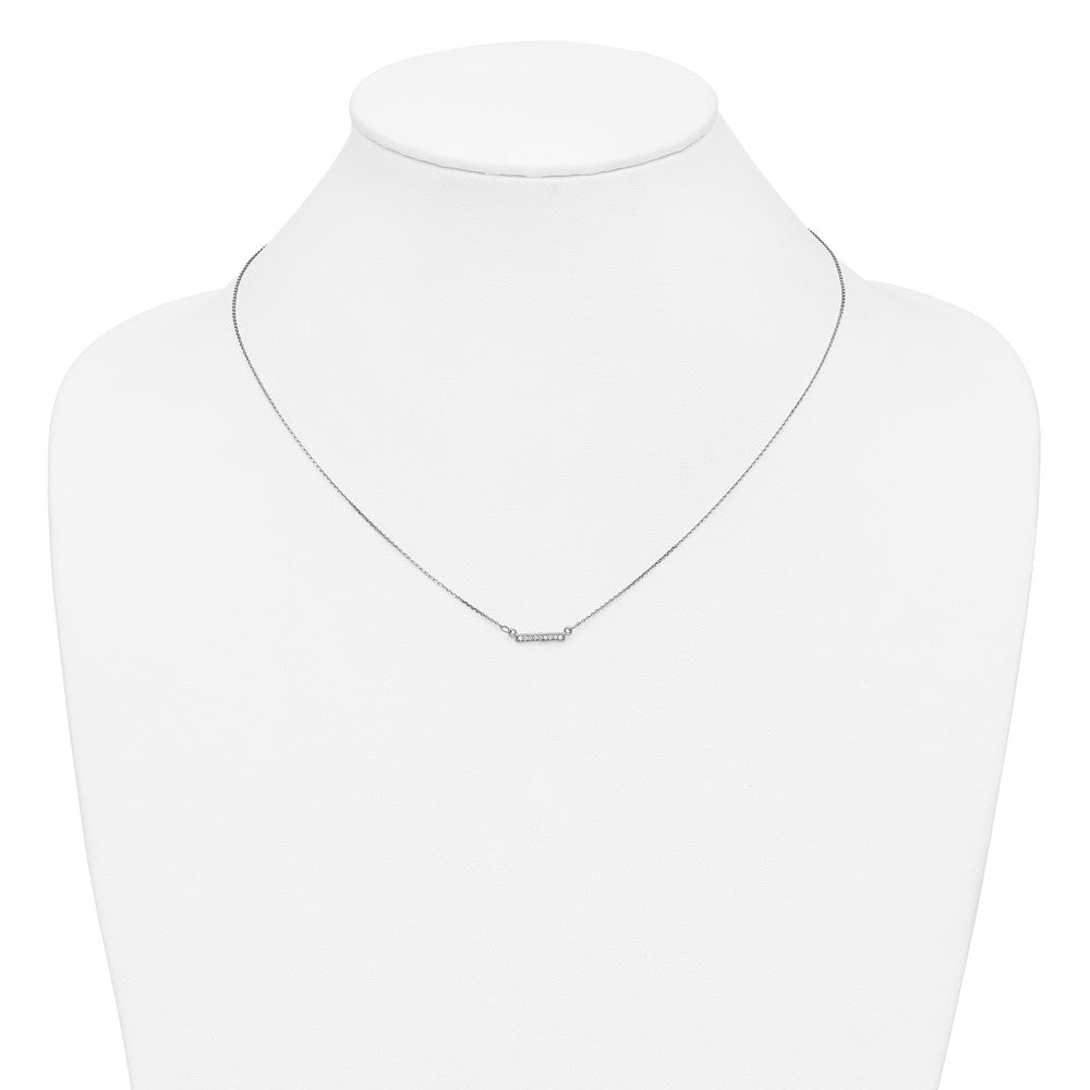 14k White Gold Diamond Tiny Bar Necklace