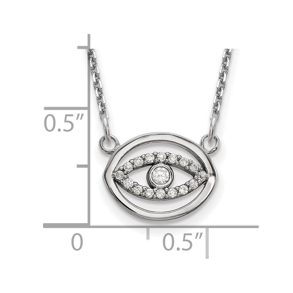 14k White Gold Small Necklace Diamond Gold Halo Evil Eye