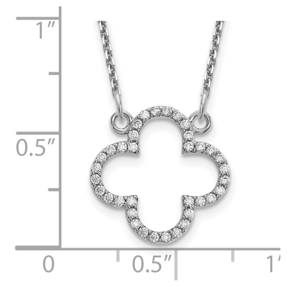 14k White Gold Small Necklace Diamond Quatrefoil Design