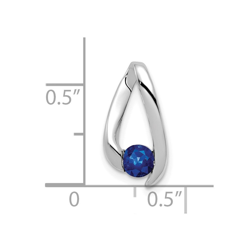 14k White Gold 4mm Sapphire Pendant