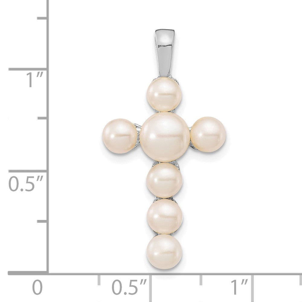14KW 4-5mm and 5-6mm White Button FWC Pearl Cross Pendant