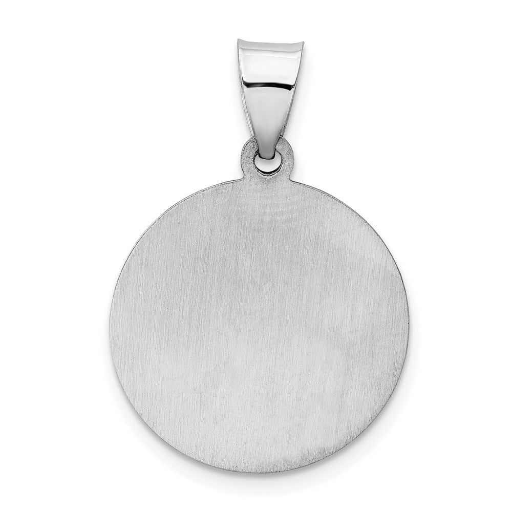 14K White Gold of Guadalupe Medal Hollow Pendant