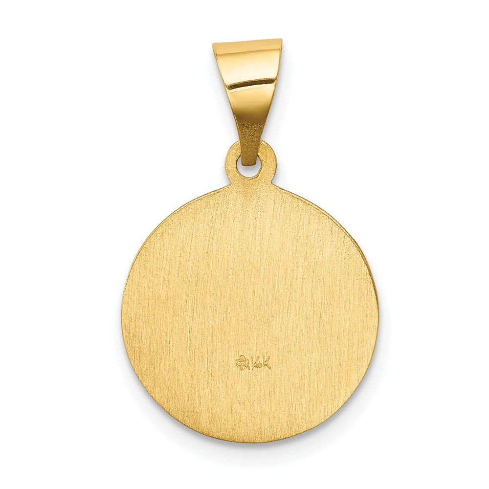 14k Polished and Satin Our of Sorrows Medal Hollow Pendant