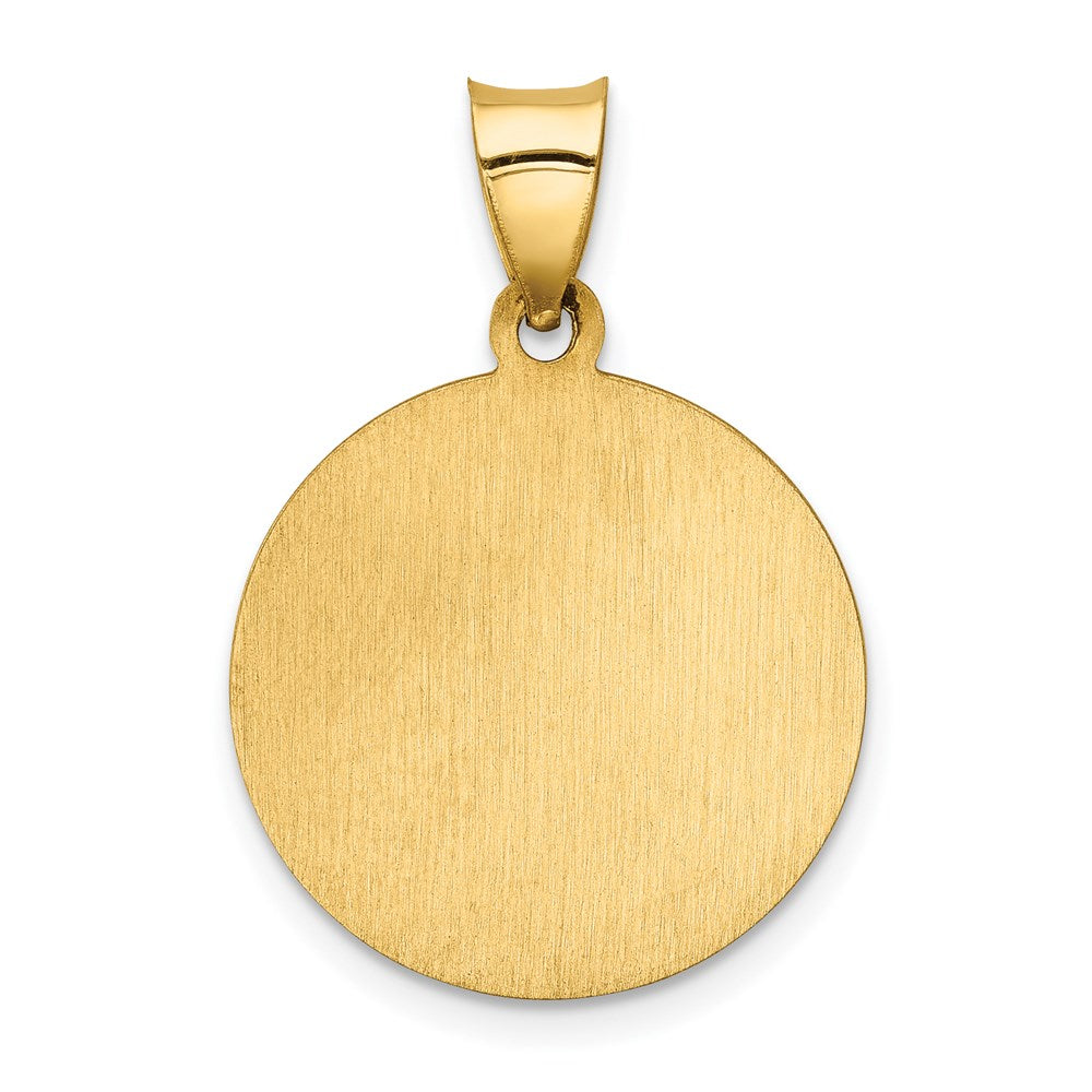 14k Polished and Satin Our of Sorrows Medal Hollow Pendant