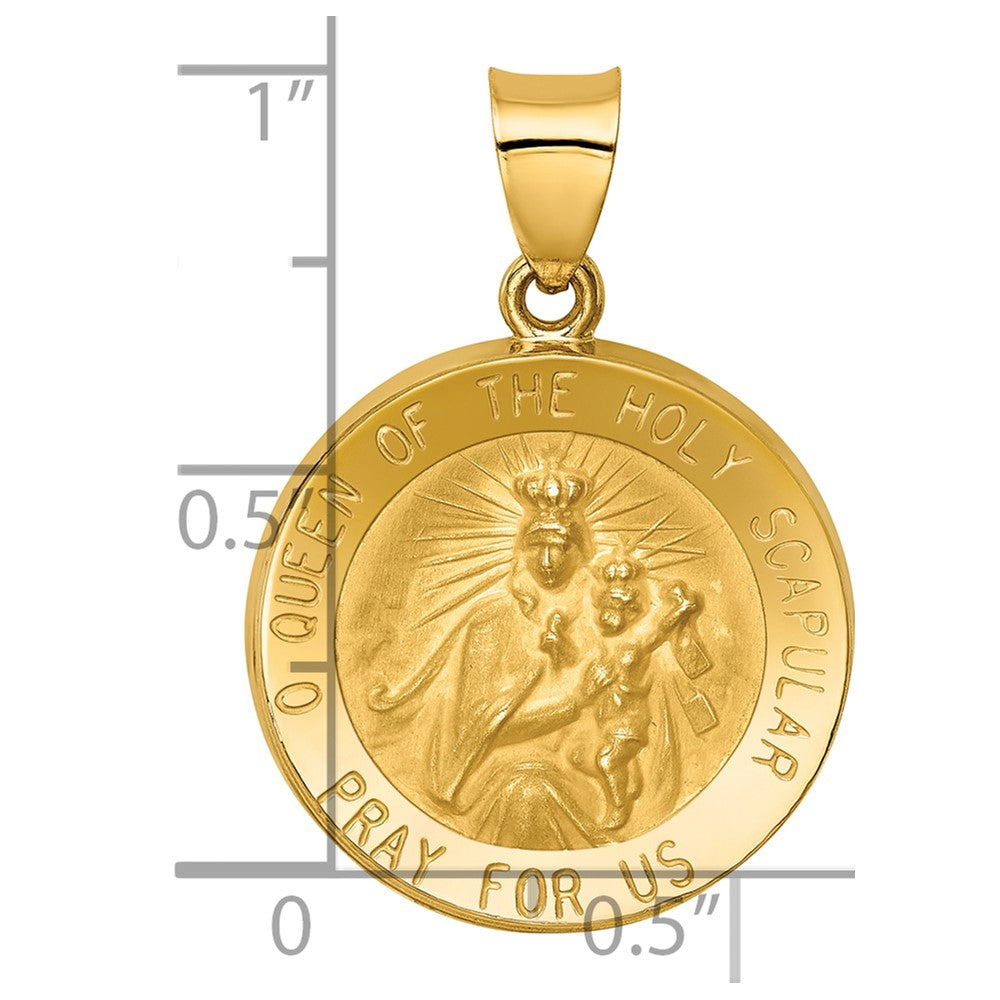 14K Queen Of The Holy Scapular Reversible Medal Hollow Pendant