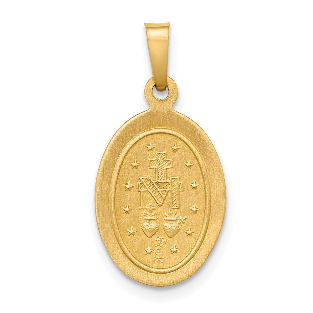 14k Polished and Satin Virgin Mary Medal Hollow Pendant