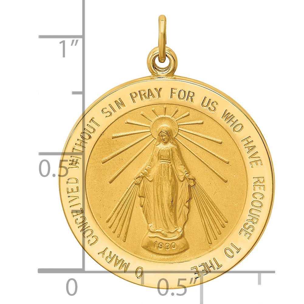 14k Solid Polished/Satin Round Virgin Mary Medal