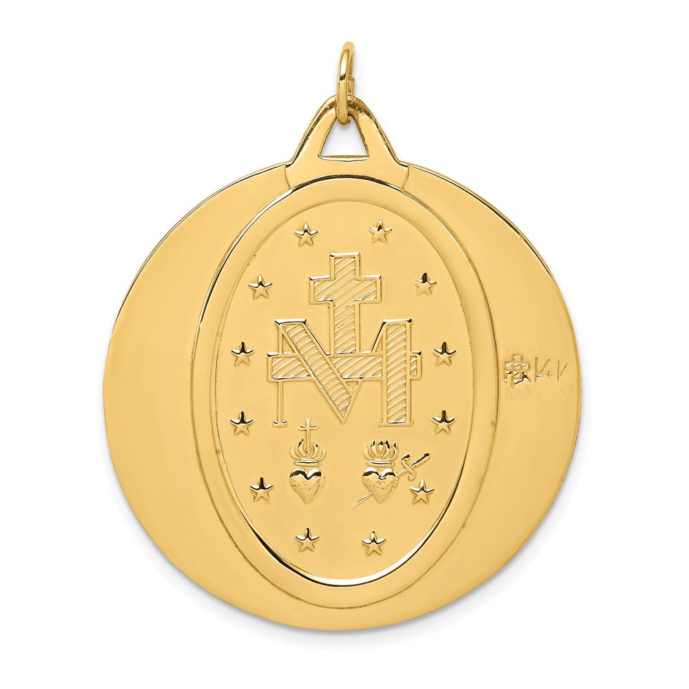 14k Solid Polished/Satin Large Round Virgin Mary Medal