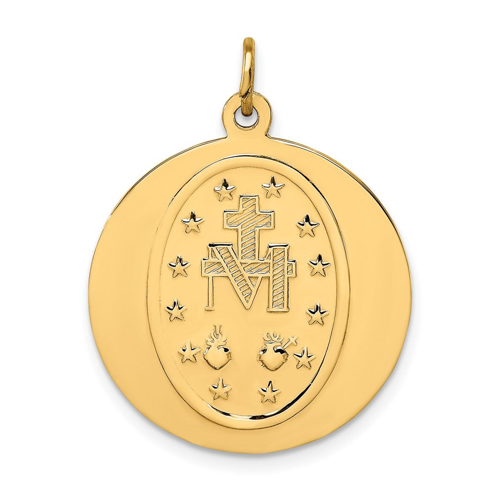 14k Solid Polished/Satin Large Round Virgin Mary Medal
