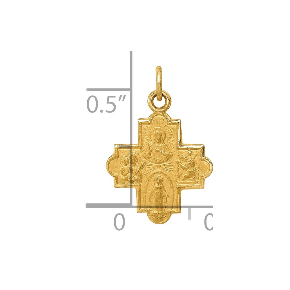 14k Solid Satin Small 4-Way Medal