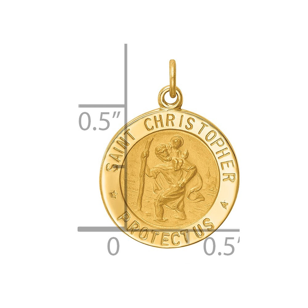 14k Solid Polished/Satin Small Round St. Christopher Medal