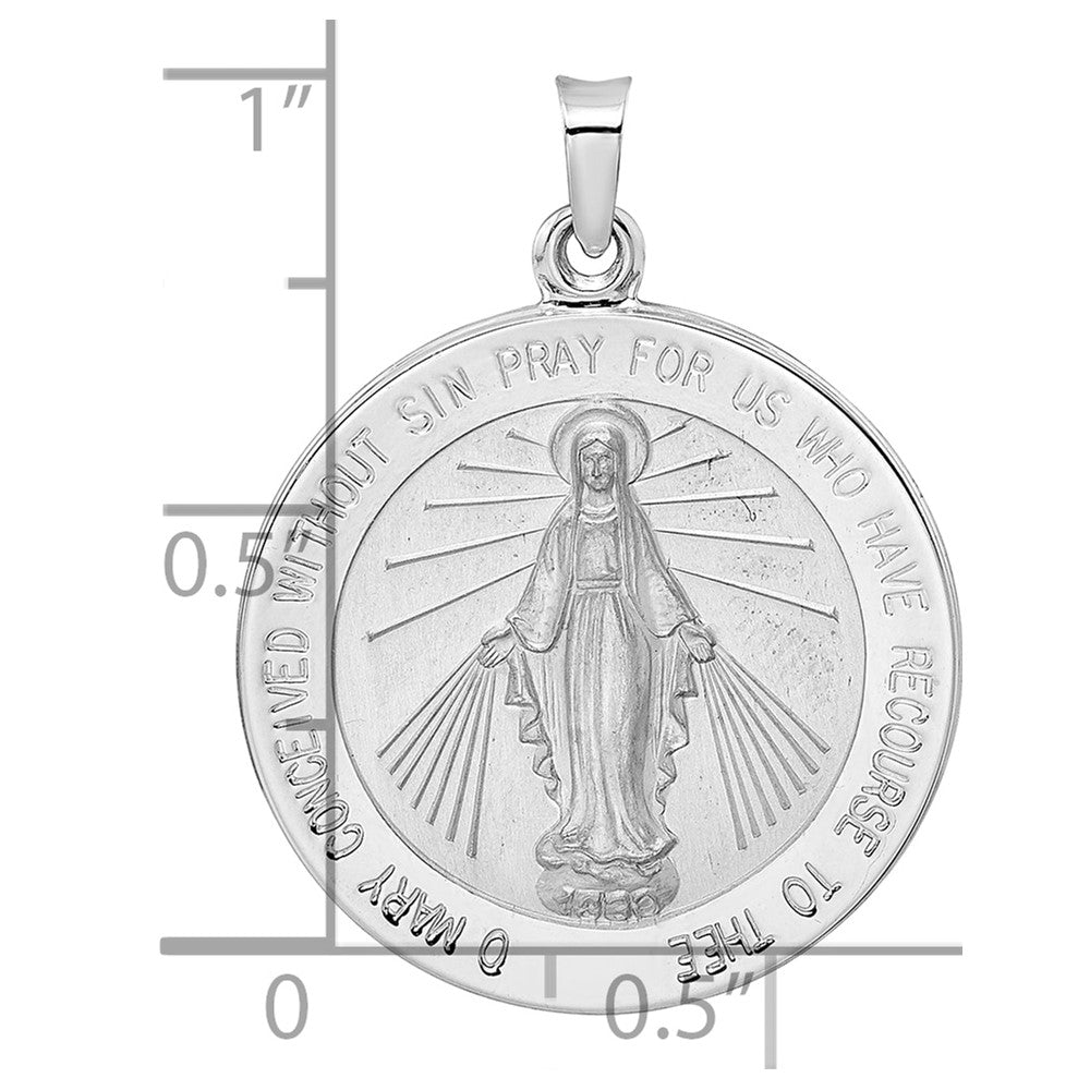 14k White Gold Polished Virgin Mary Solid Medal Pendant
