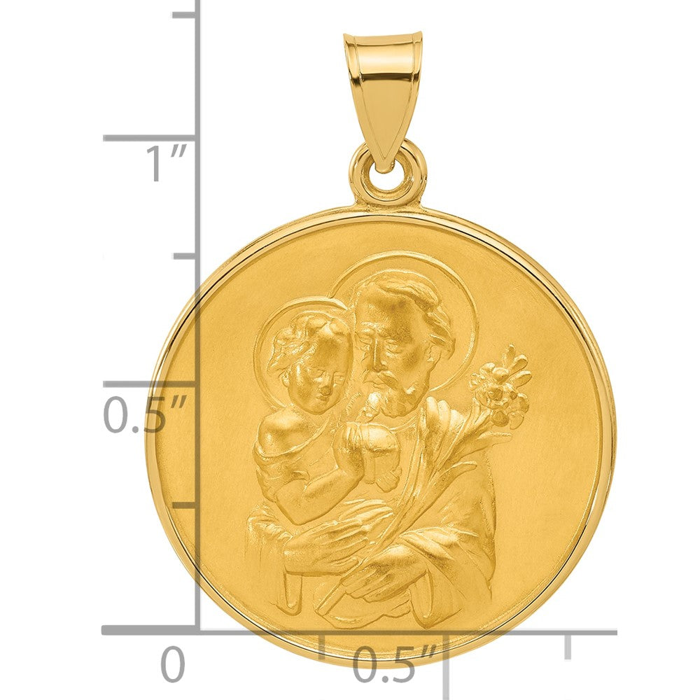 14k Polished and Satin Solid St Joseph Medal