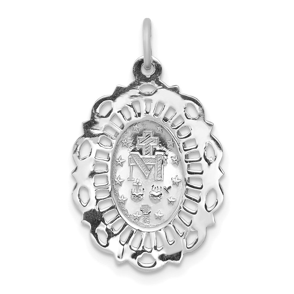 14k White Gold Virgin Mary Medal Solid Charm