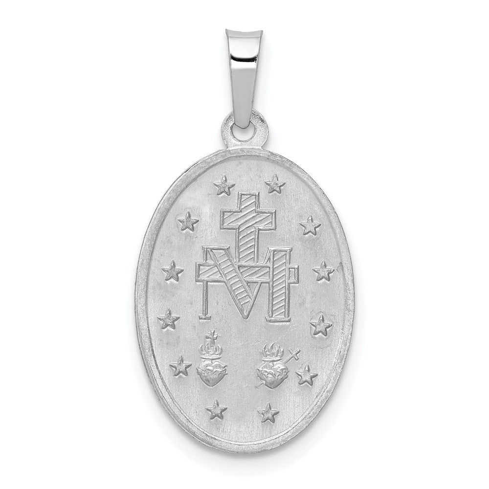 14k White Gold Virgin Mary Medal