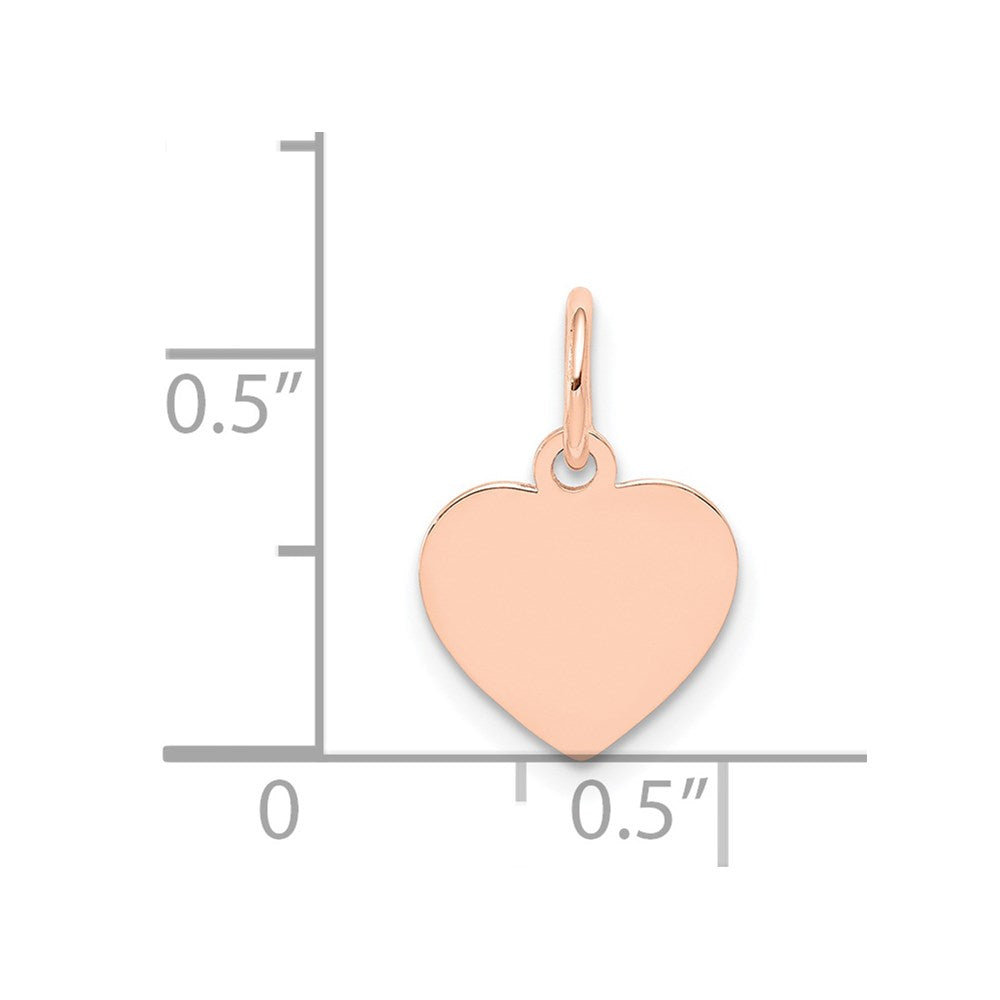 14k Rose Gold Plain .013 Gauge Engraveable Heart Disc Charm