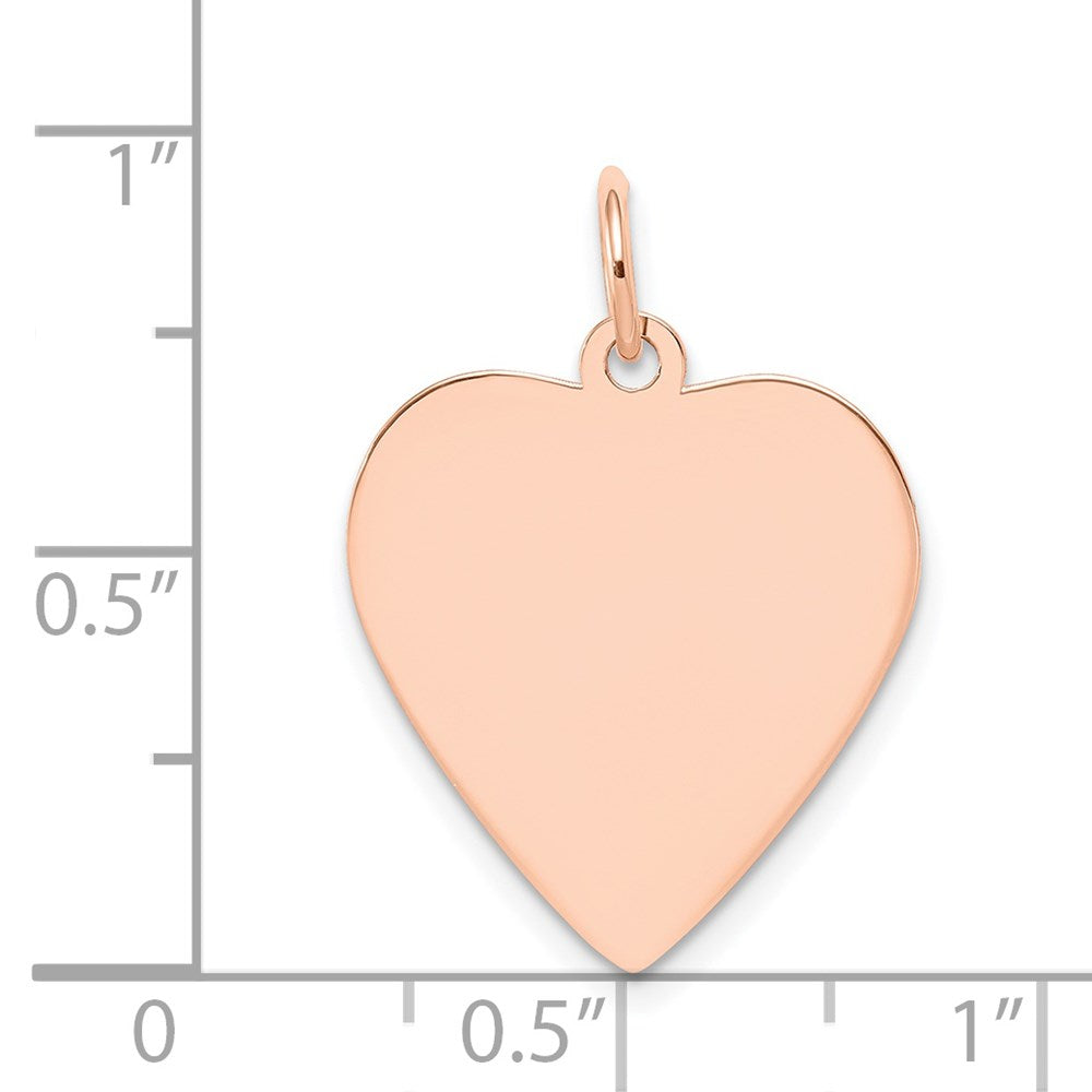 14k Rose Gold Plain .027 Gauge Engraveable Heart Disc Charm