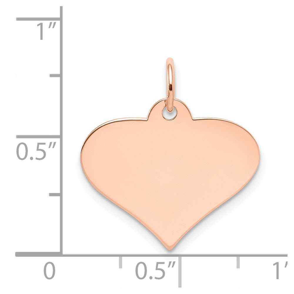 14k Rose Gold Plain .013 Gauge Engraveable Heart Disc Charm