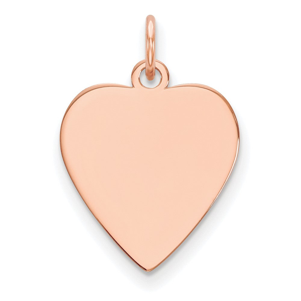 14k Rose Gold Plain .013 Gauge Heart Engravable Disc Charm