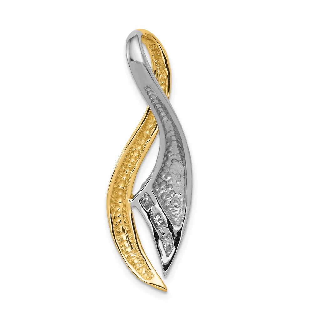 14k Two-Tone AA Diamond Twisted Ribbon Slide