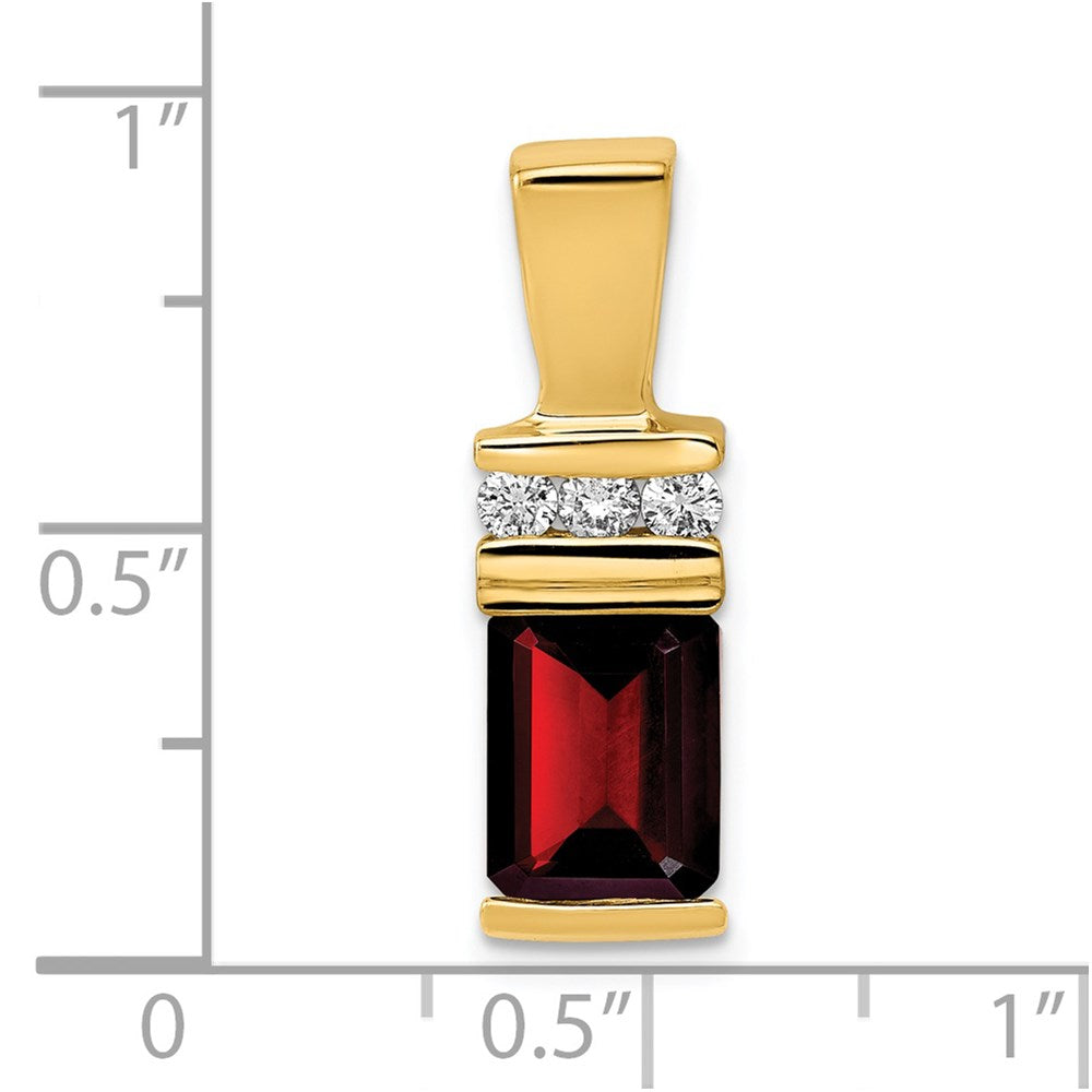 14k 8x6mm Emerald Cut Garnet AAA Diamond Slide
