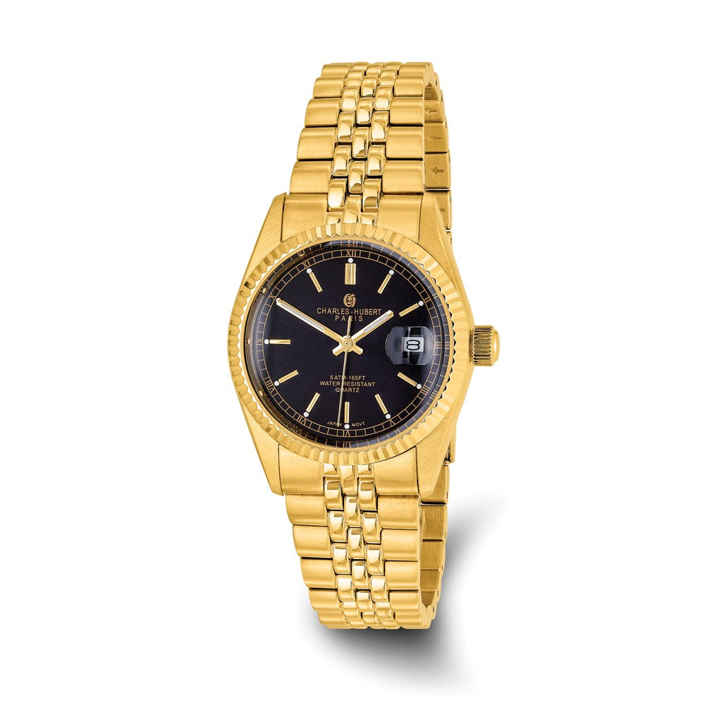 Mens Charles Hubert IP-plated Black Dial Watch