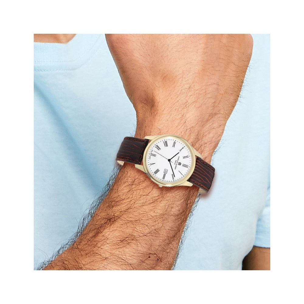 Mens Charles Hubert IP-plated Stainless Leather Band 43mm Watch
