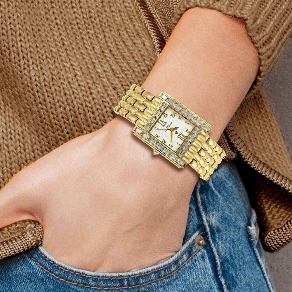 Ladies Charles Hubert Stainless Steel IP-plated Crystal Bezel 27 x 32mm Wat