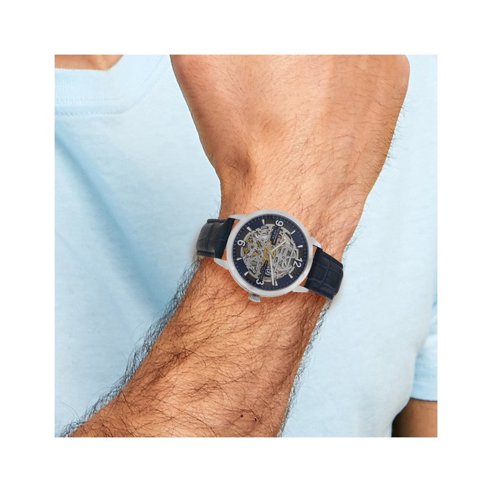 Charles Hubert Stainless Steel Blue Skeleton Dial Automatic Watch