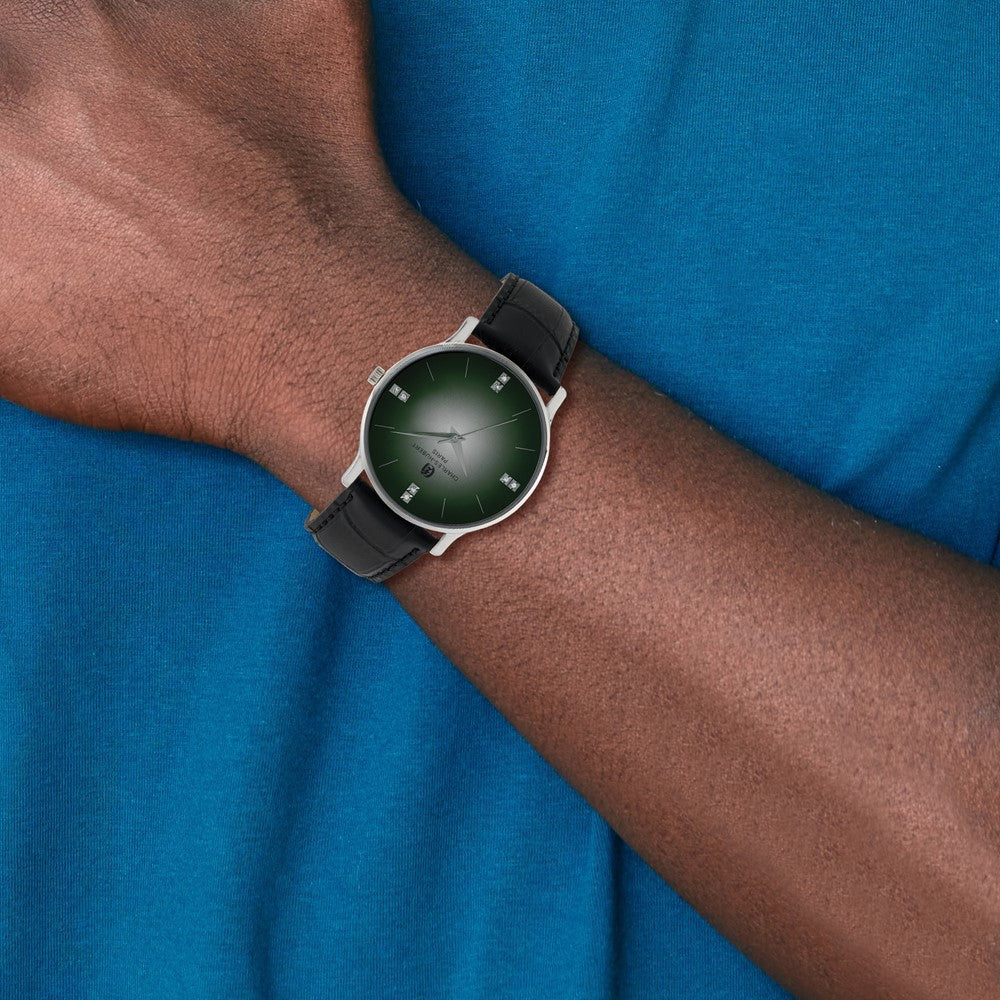 Charles Hubert Mens Stainless Steel Green Dial Watch